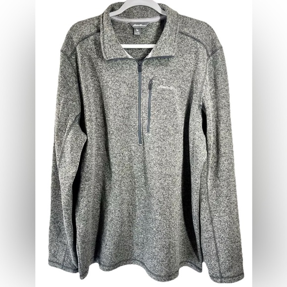 Eddie Bauer Pullover Men’s XLT Gray 1/4 Zip Radiator Fleece Sweater Outdoor EUC - Picture 1 of 9